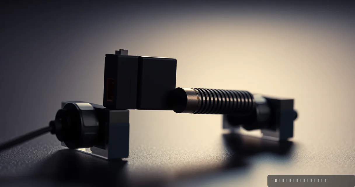 A cinematic close-up of a mechanical relay mechanism connecting two industrial components via a ribbed metal coupling, symbolizing a secure protocol handoff under soft, directional lighting.